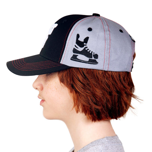 Fast AF Hockey lifestyle hat - black on model - side