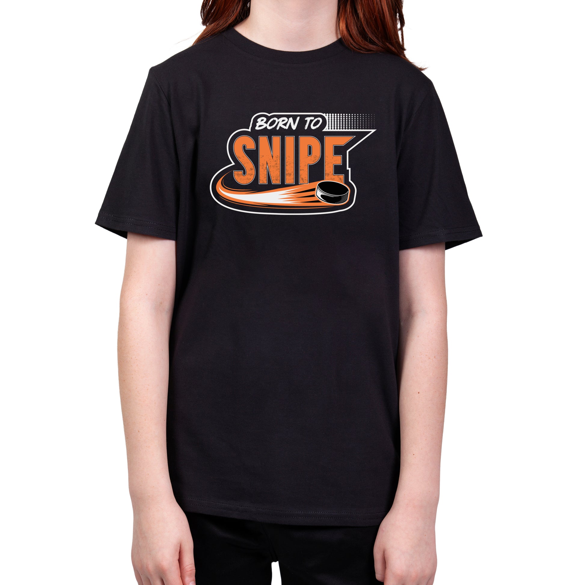 Born to Snipe Hockey Youth Tshirt Orange