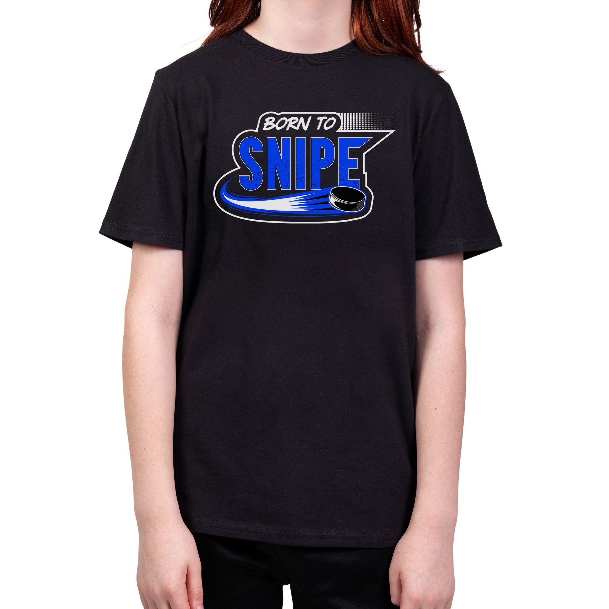 Born to Snipe Youth Hockey Tshirt blue 