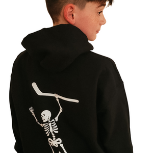 Skeleton Hockey Hoodie - Halloween themed hockey hooded sweatshirt