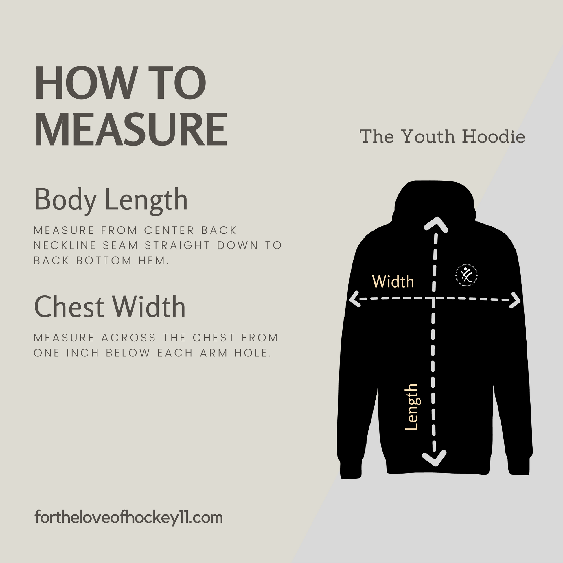 For the Love of Hockey hoodie size chart1