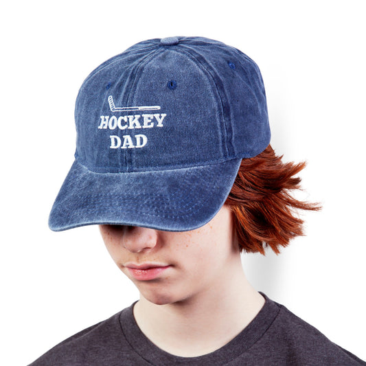 Hockey Dad hat on model in studio - hockey lifestyle hat