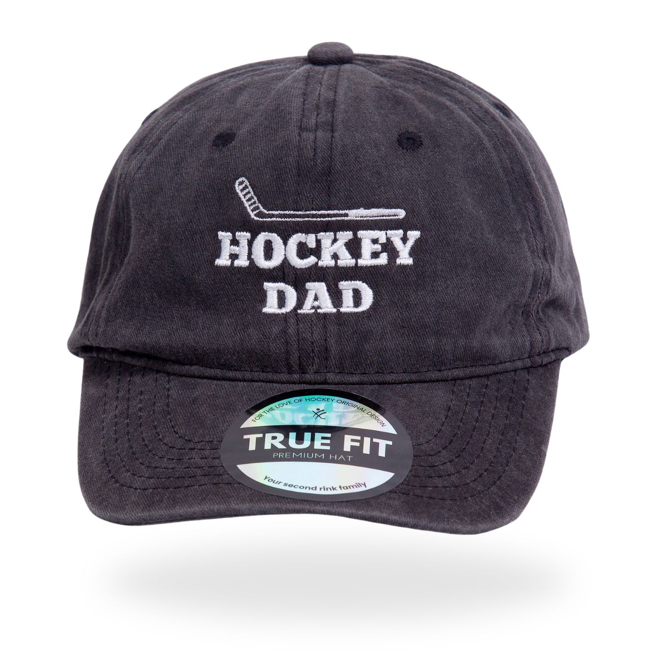 Hockey Dad Hat Faded Charcoal in studio product shot - ice hockey lifestyle hat