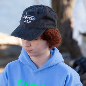 Hockey Dad Hat - Unstructured - Faded Charcoal in ambient light 