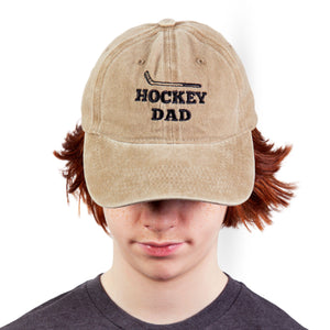 hockey dad product shot on model in studio - ice hockey lifestyle hat