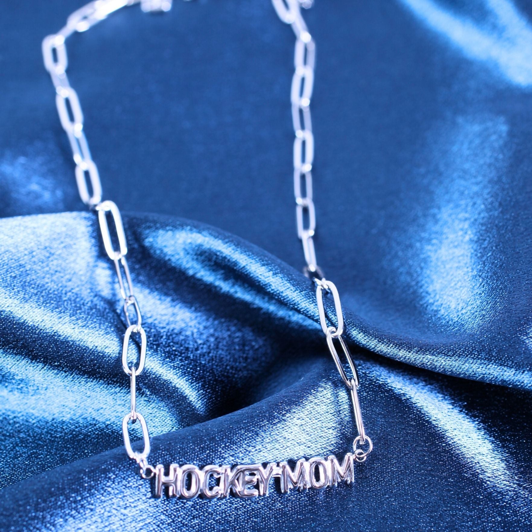 Signature Hockey Mom Stainless Steel Paper Clip Chain Necklace