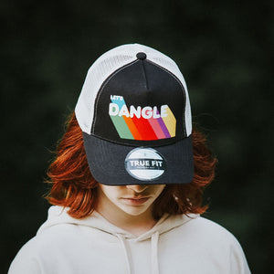 Lets Dangle Hockey Baseball Cap Black and White - model in natural light