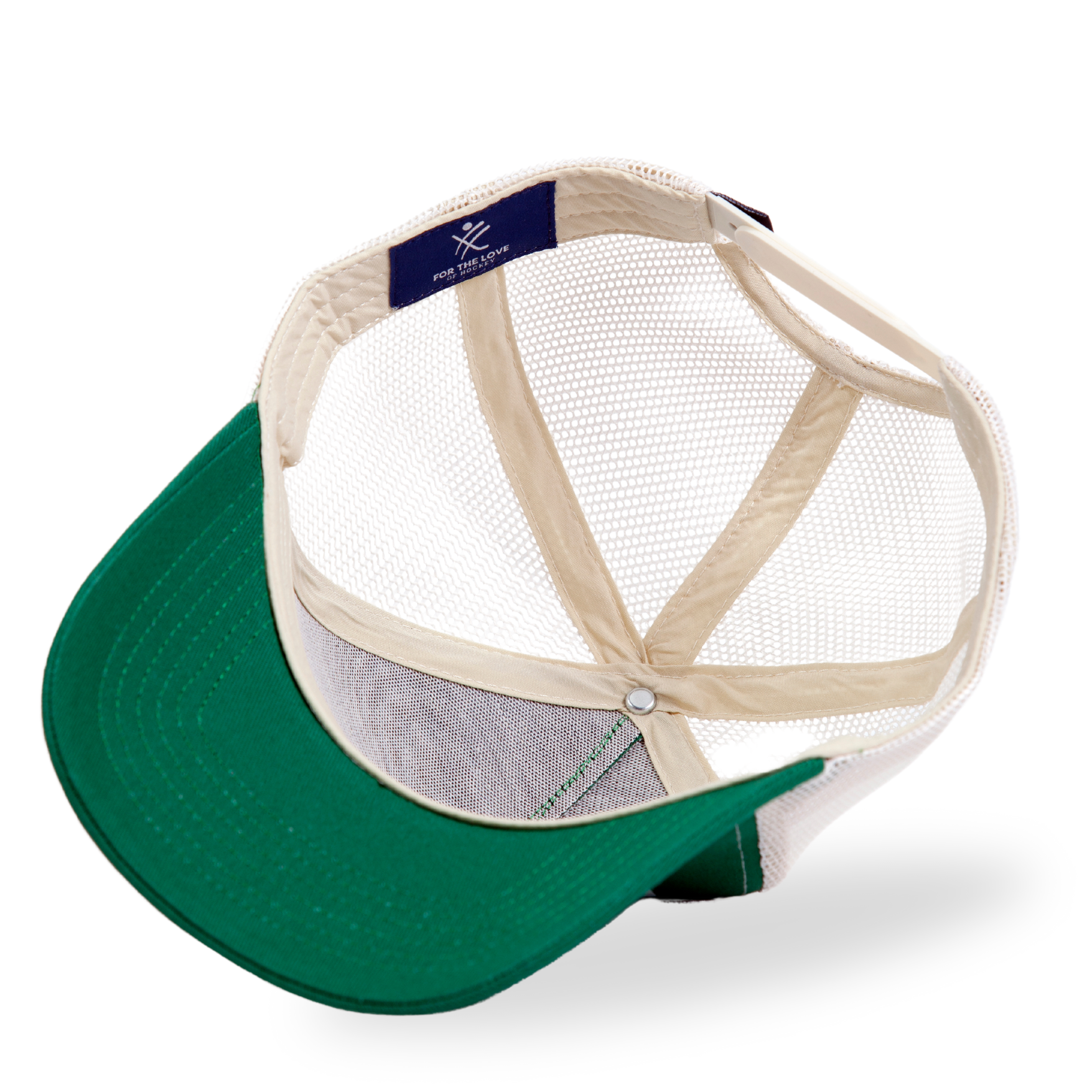 Lets Dangle Hockey Baseball Cap Green - inside view