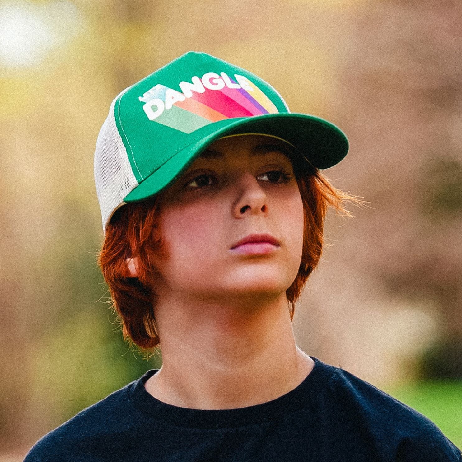 Lets Dangle Hockey Baseball Cap Green - model wearing hat in natural light