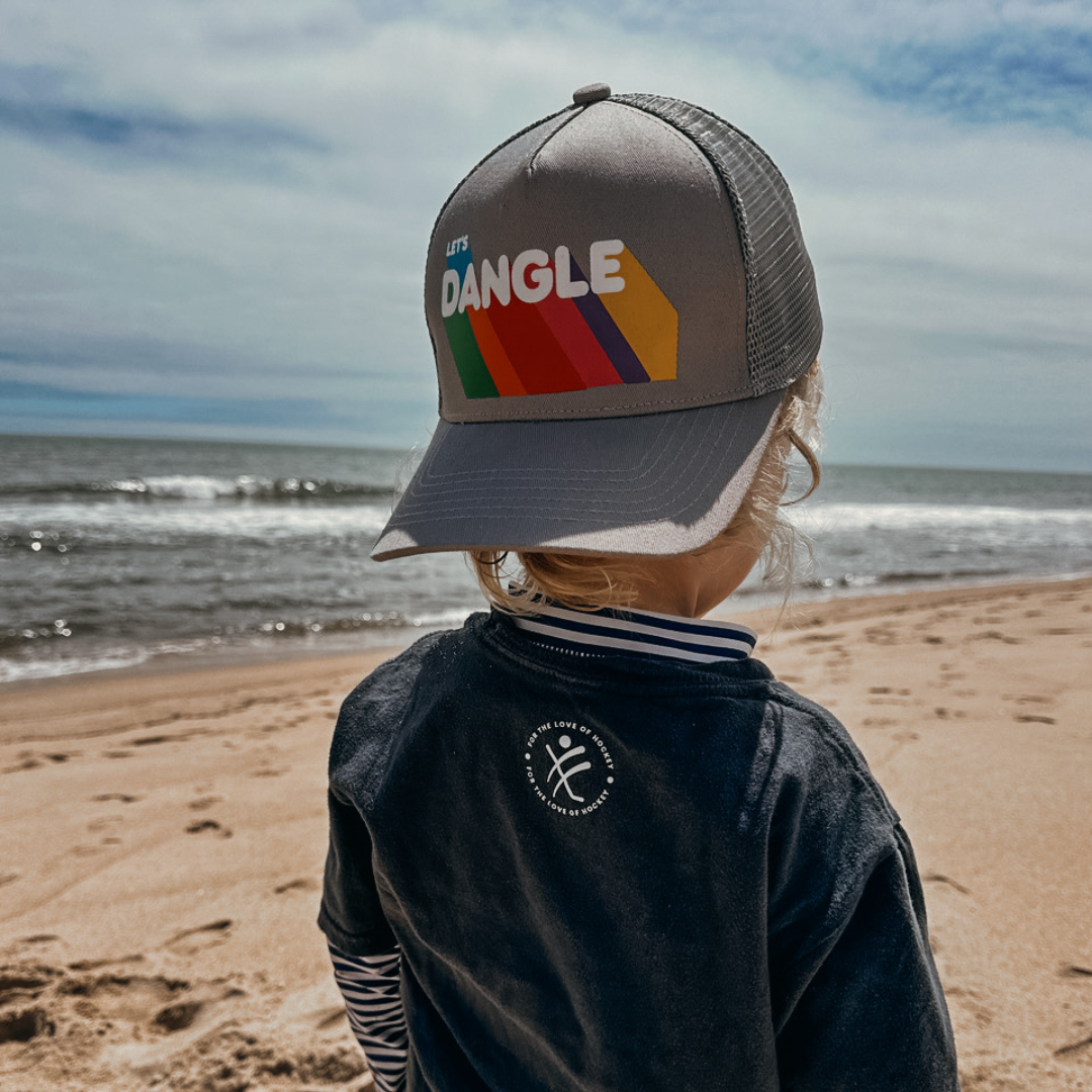 Lets Dangle Hockey Baseball Cap Grey - flipped had model view