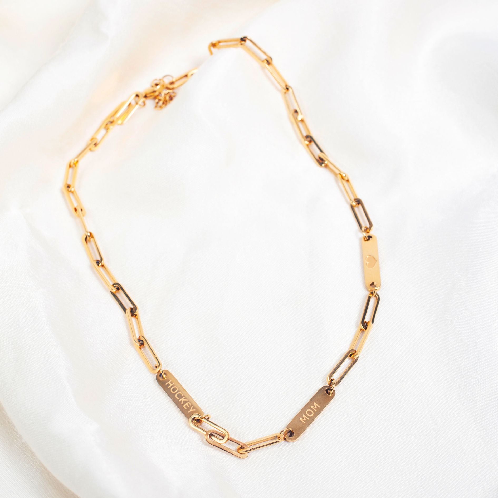 Love Hockey Stainless Steel Paper Clip Chain Necklace