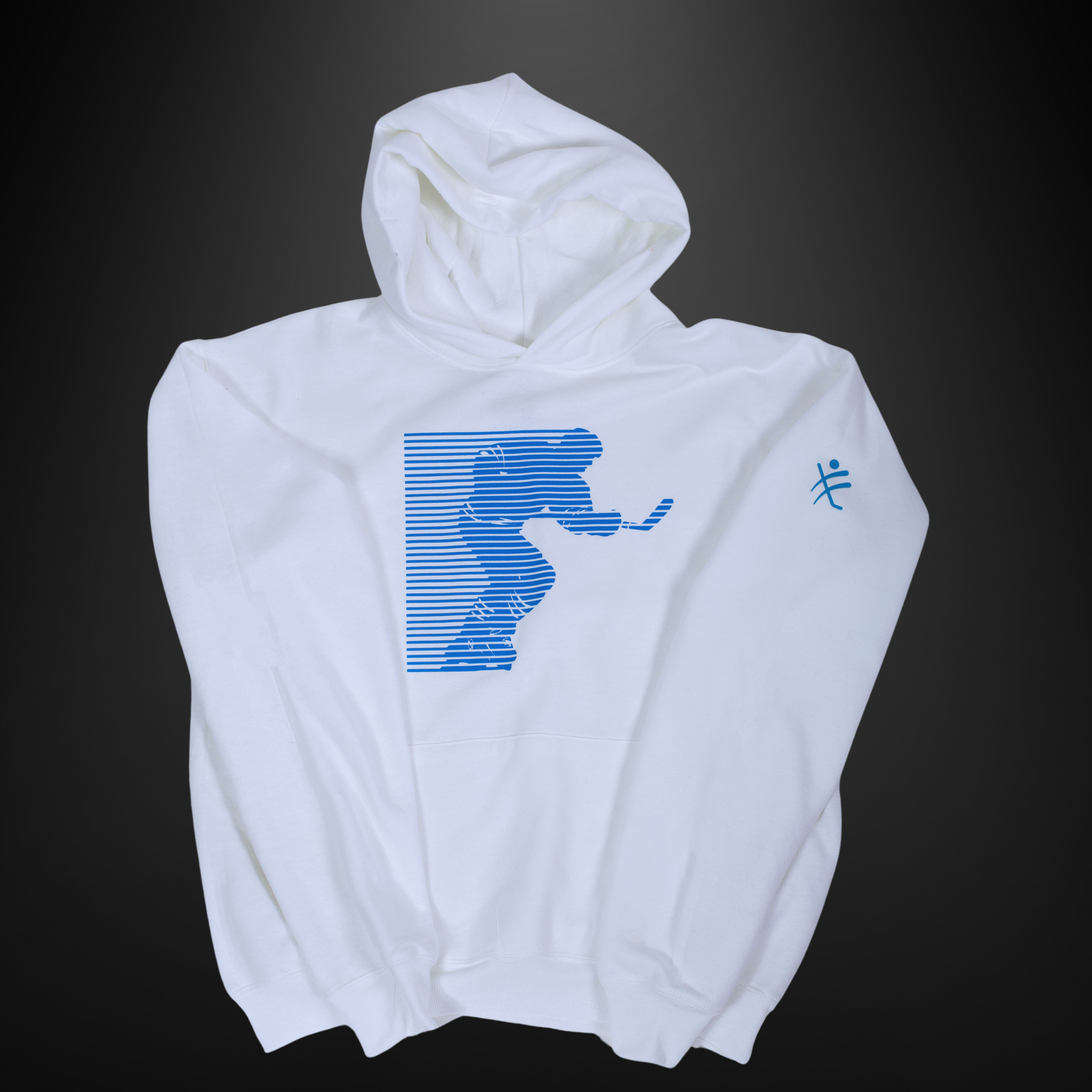 Neon Blue Powerskater - Pure White Youth Hoodie