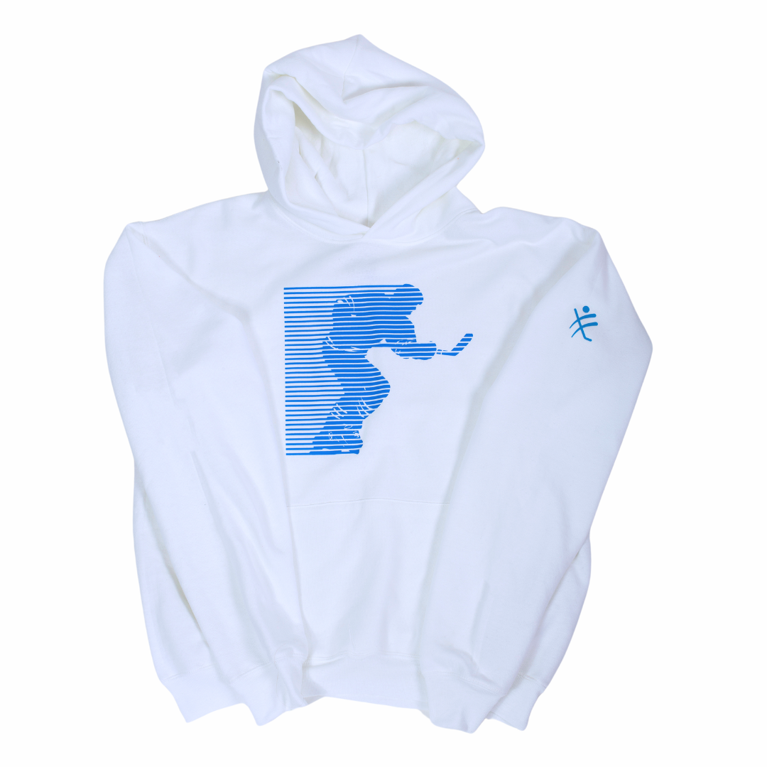 Neon Blue Powerskater - Pure White Youth Hoodie