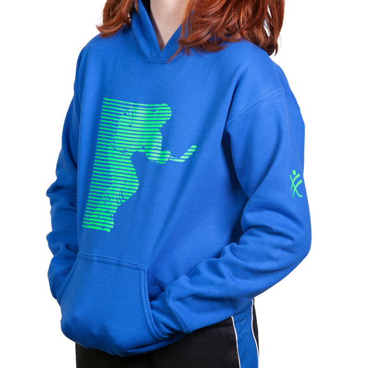 Neon Green  Powerskater  - Royal Blue Youth Hoodie