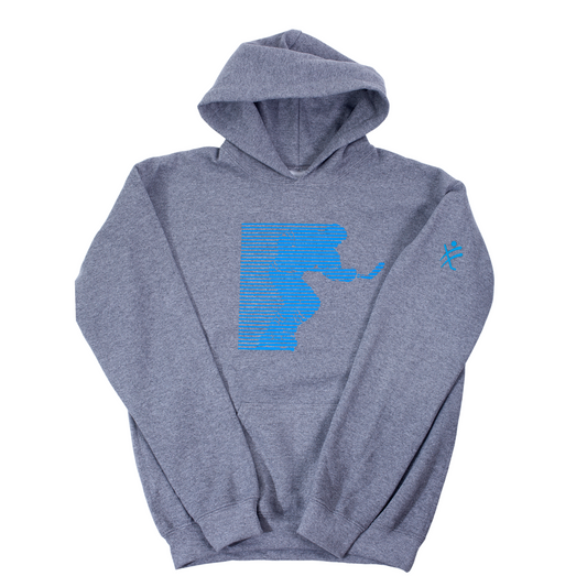 Neon Blue Powerskater  - Graphite Heather Youth Hoodie