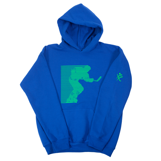 Neon Green  Powerskater  - Royal Blue Youth Hoodie