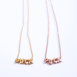 Puck Hockey Necklace yellow and rose gold