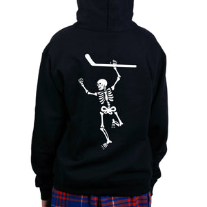 Skeleton Hockey Hoodie - Halloween themed hockey hooded sweatshirt