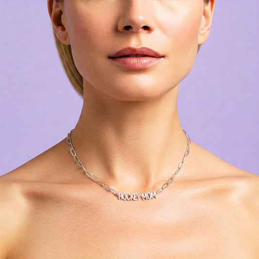Signature Hockey Mom Stainless Steel Paper Clip Chain Necklace