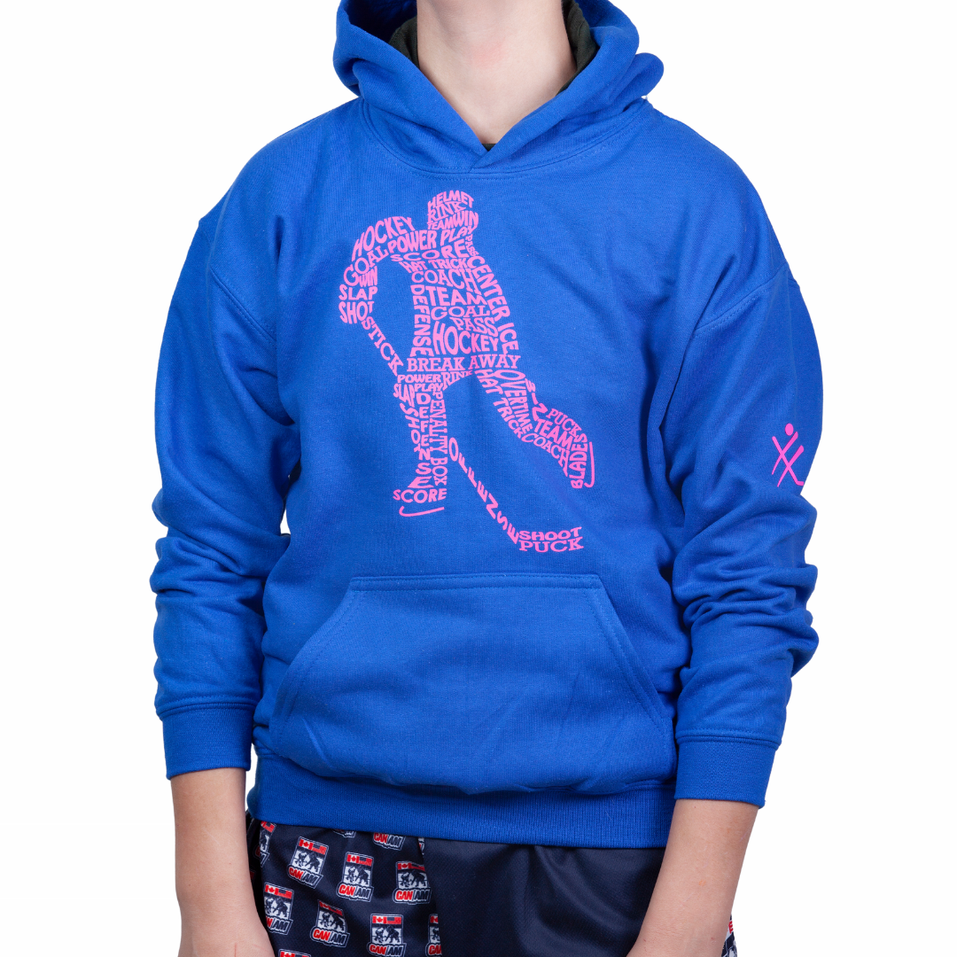 Neon Pink Word Play - Royal Blue Youth Hoodie