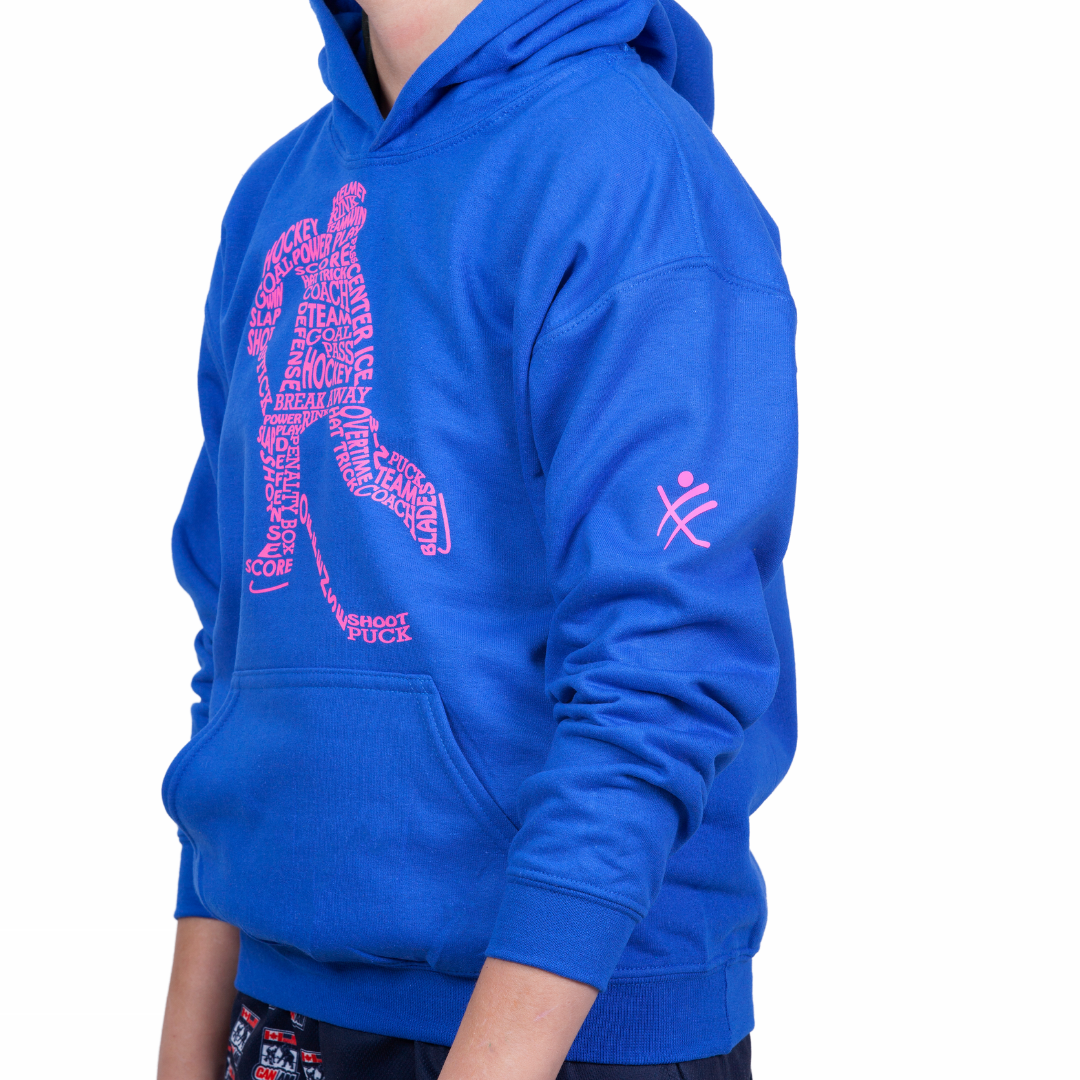 Neon Pink Word Play - Royal Blue Youth Hoodie