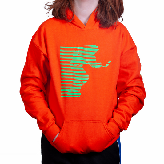 Neon Green Powerskater  - Fiery Orange Youth Hoodie