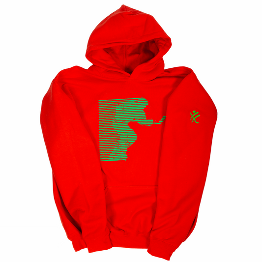 Neon Green Powerskater  - Fiery Orange Youth Hoodie