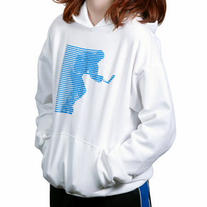 Neon Blue Powerskater - Pure White Youth Hoodie