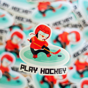 Youth Hockey Sticker - Penguin Playing Hockey 