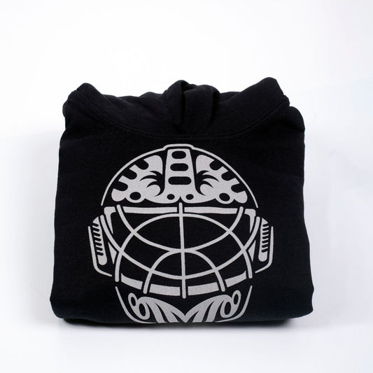 Gray Goalie Mask Textured Youth Hoodie