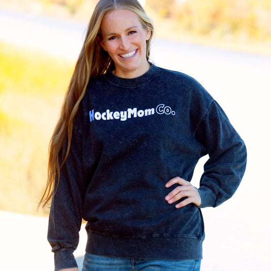 Hockey Mom Co Stone Vintage Washed Drop Shoulder Crewneck Sweatshirt