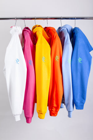 Neon Blue Powerskater - Pure White Youth Hoodie