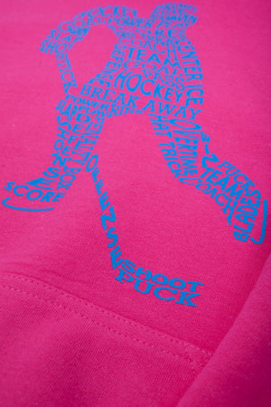 Neon Blue Word Play - Pink Heliconia Youth Hoodie