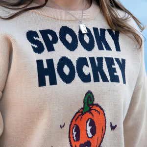 Spooky Hockey Jacquard-Knit Pullover Sweater